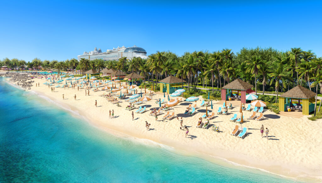 Rendered image of Paradise beach, Royal Caribbeans new purpose built port Barbados