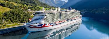 picture of the Iona cruise ship sailing up fjords